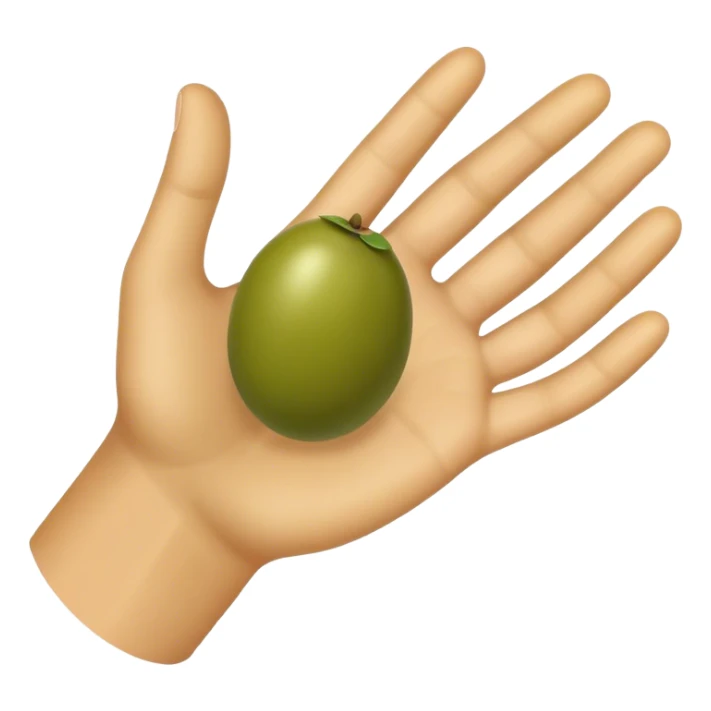 Hand catches 1 green olive sticker