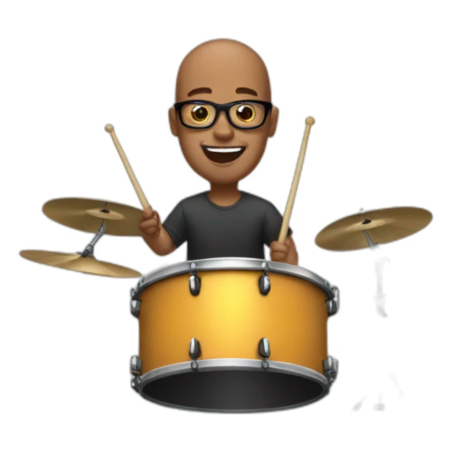 Bald Guy with glasses playing drums sticker