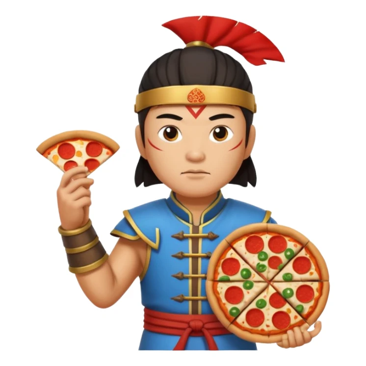 chinese ancient warrior with pizza sticker