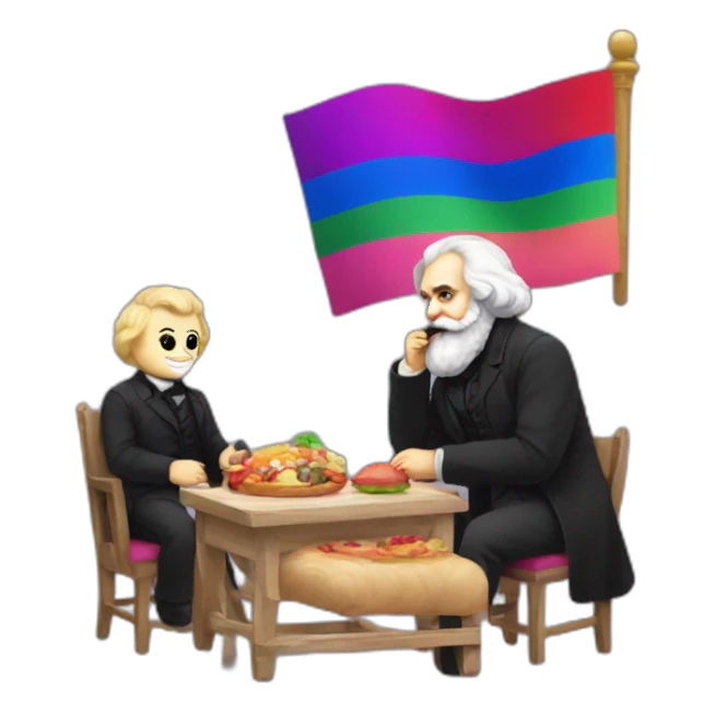 karl marx eating a bisexual pride flag sticker