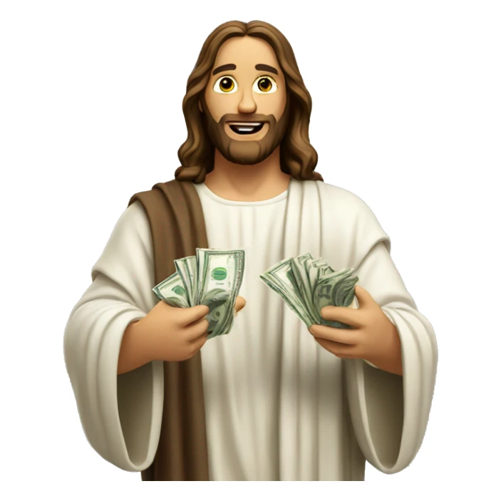 jesus emoji holding money sticker