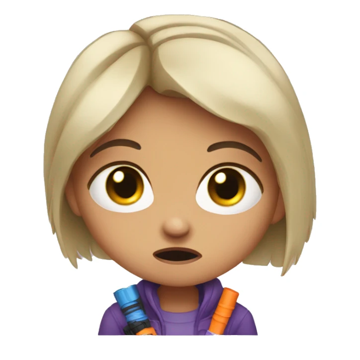 Mad crying girl holding a nerf  sticker