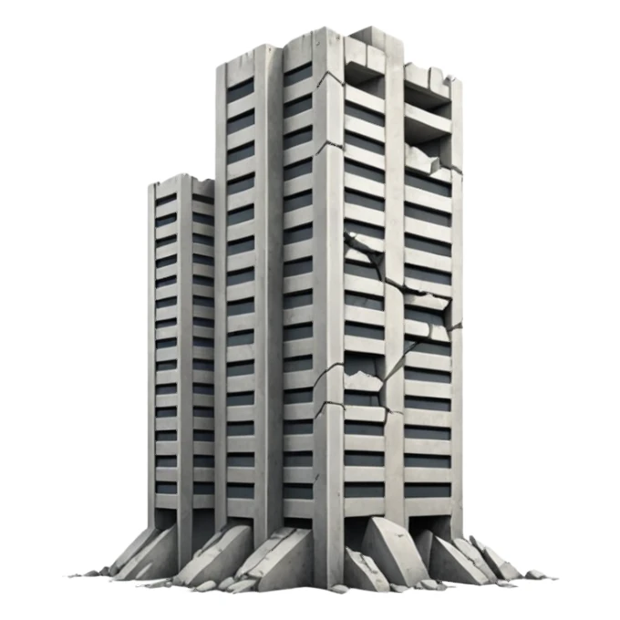 A high-rise building that is cracking and collapsing sticker