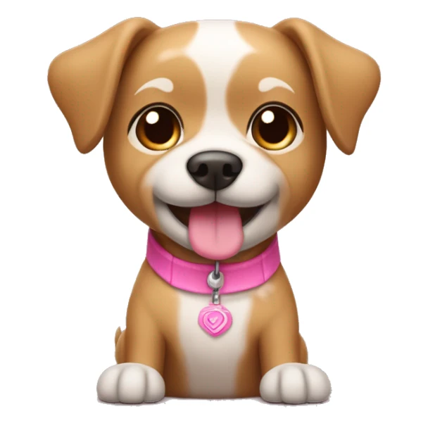 Cute light brown dog with a pink ྀིྀི  sticker