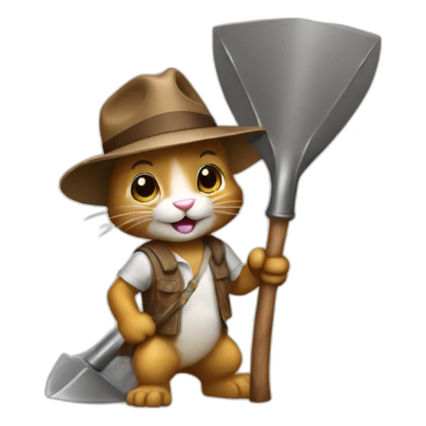rabbit indiana jones with shovels sticker