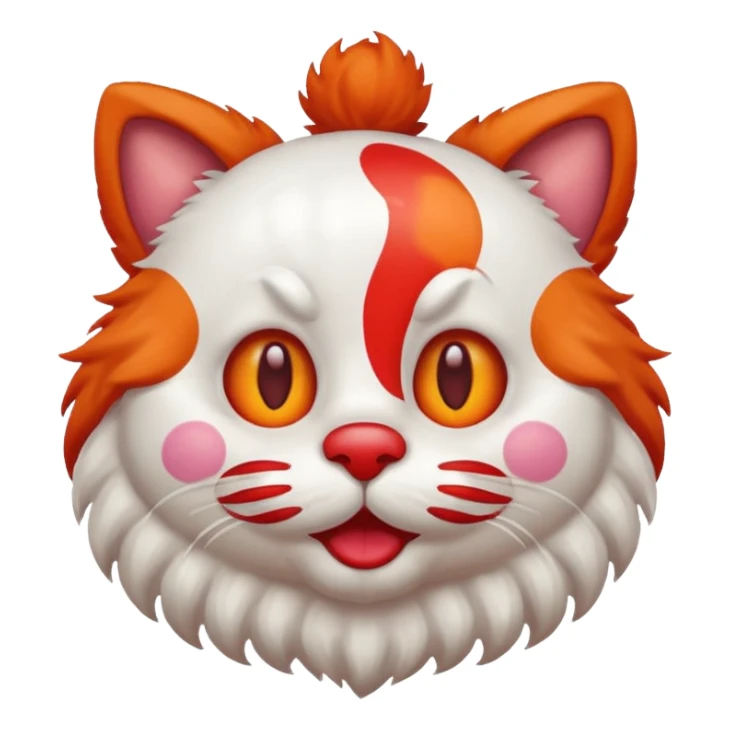 clown cat with a big red nose and mustache, emoji style sticker