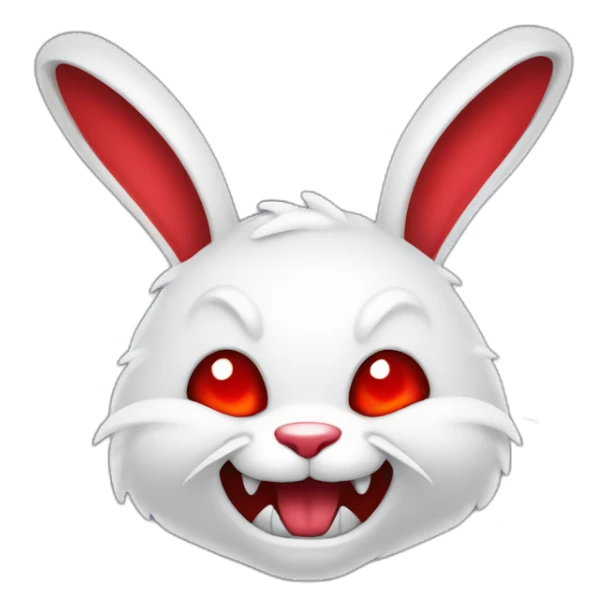 evil white rabbit with sharp fangs with red around mouth sticker