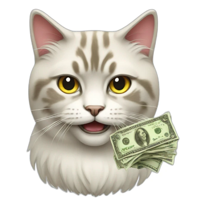 angry norwegian cat with money sticker
