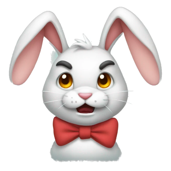 angry rabbit with bow sticker