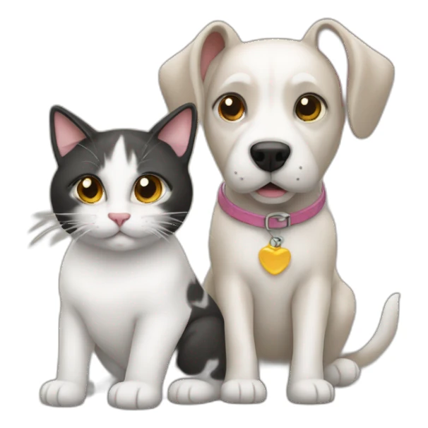 Dog with a cat sticker