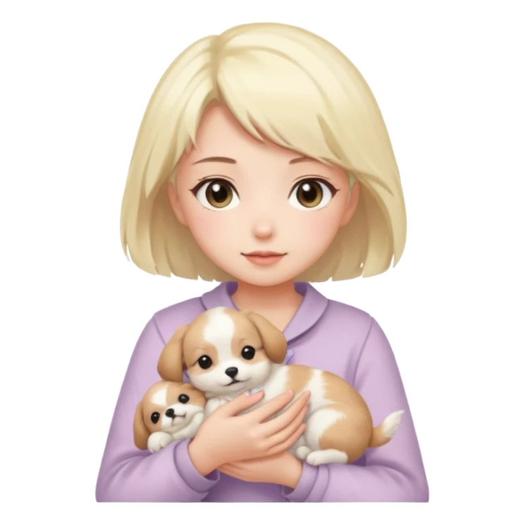 Pastel anime lady holding puppy sticker
