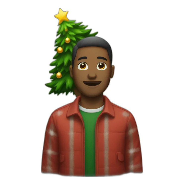 Man with a Christmas tree sticker