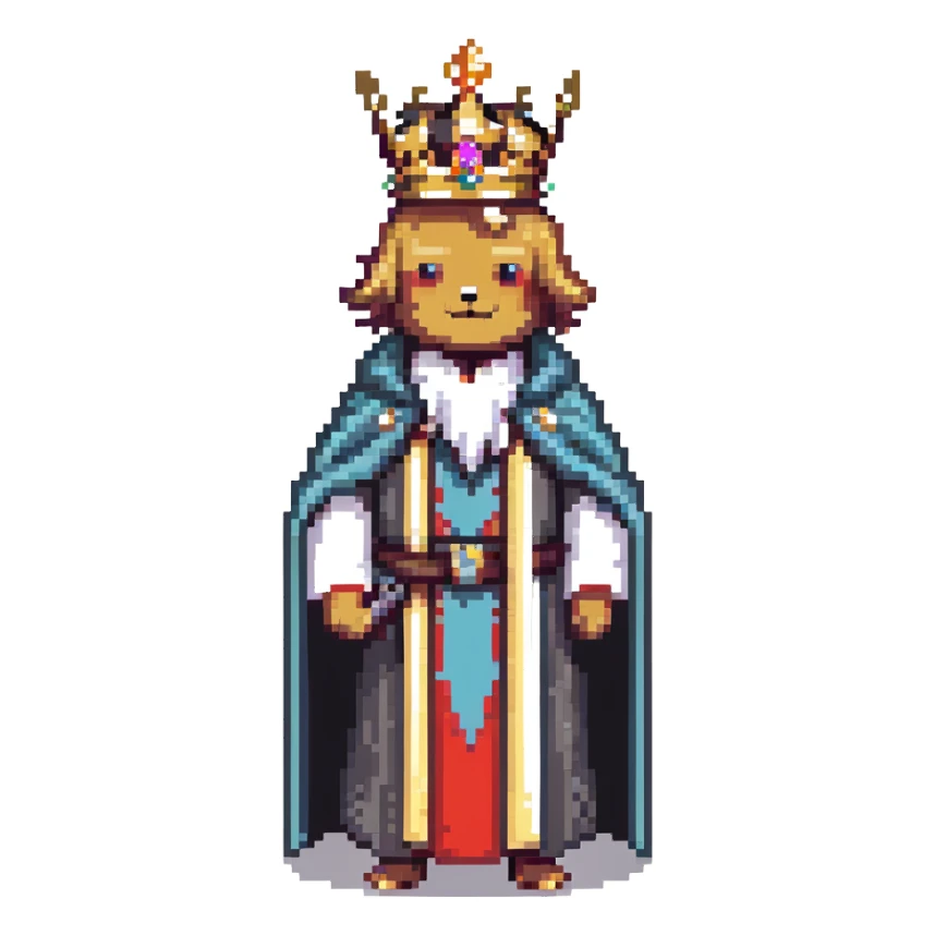 king with crown and robe sticker