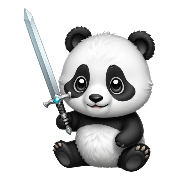 a cute panda with a diamond sword sticker