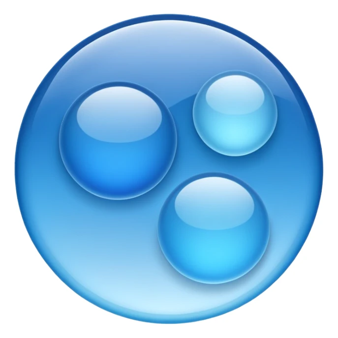 Two round cells in light blue and blue
Soft gradient
Slightly translucent texture
Minimal scientific illustration
White background
Clean and calm mood sticker