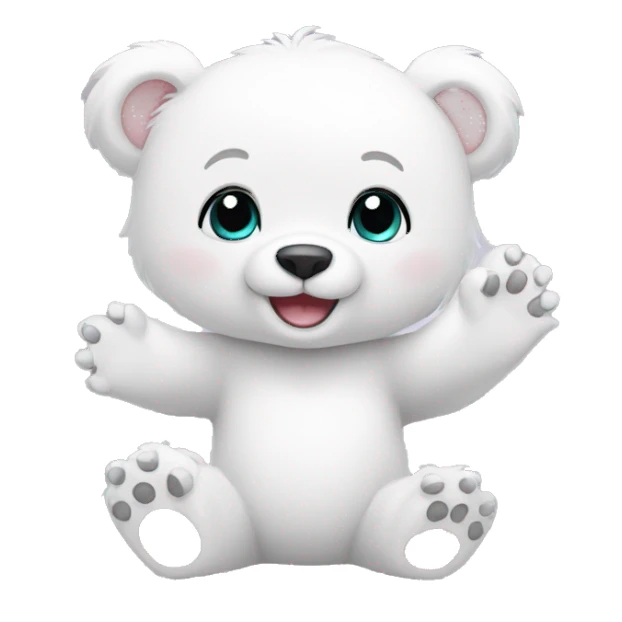 cute white bear cub waving sticker