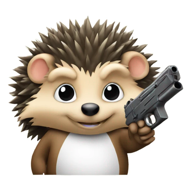 A hedgehog with a gun sticker