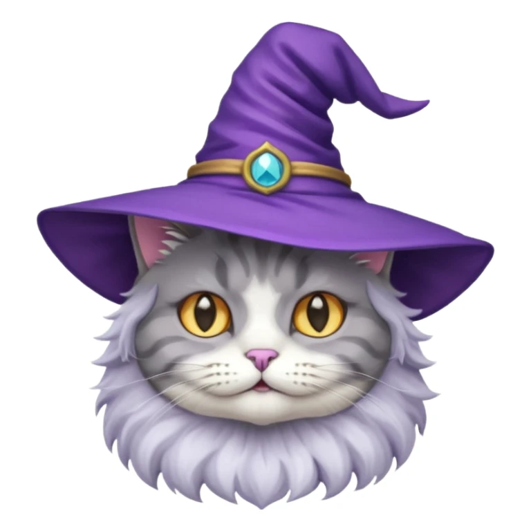 cat wear purple wicth hat sticker