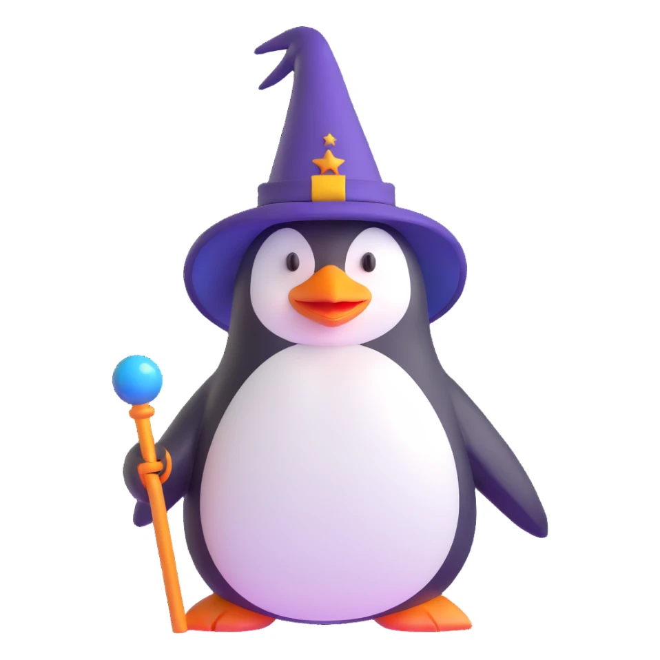 penguin wizard sticker
