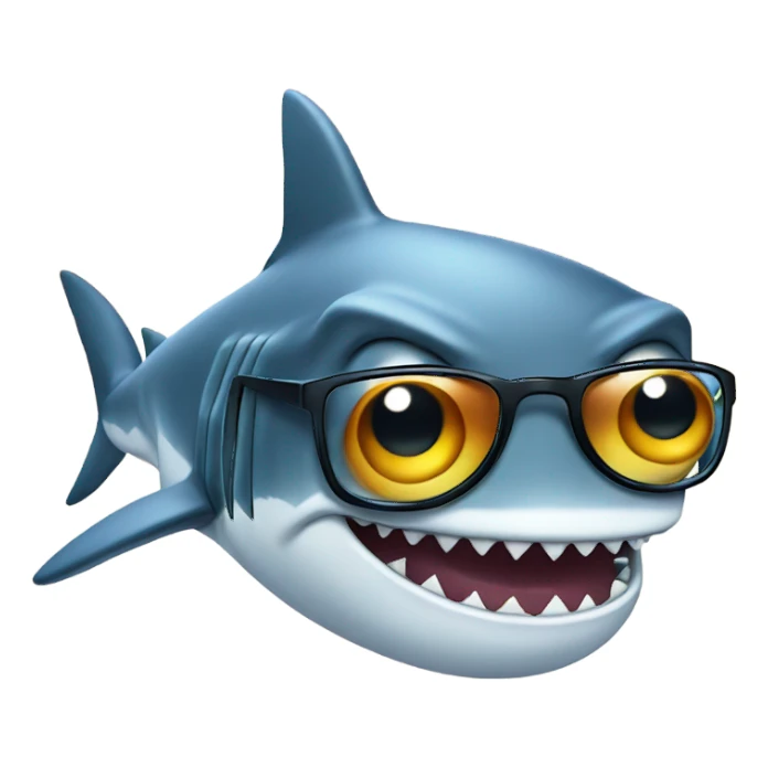 Shark with glasses and with five eyes sticker