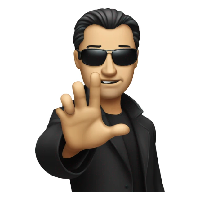 Neo from matrix waving with a serious face sticker