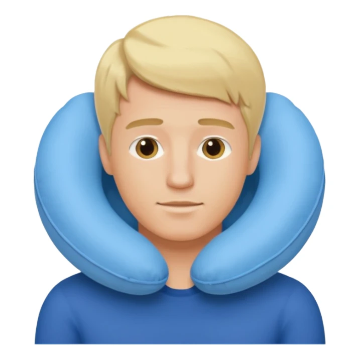 blonde man using travel pillow  sticker