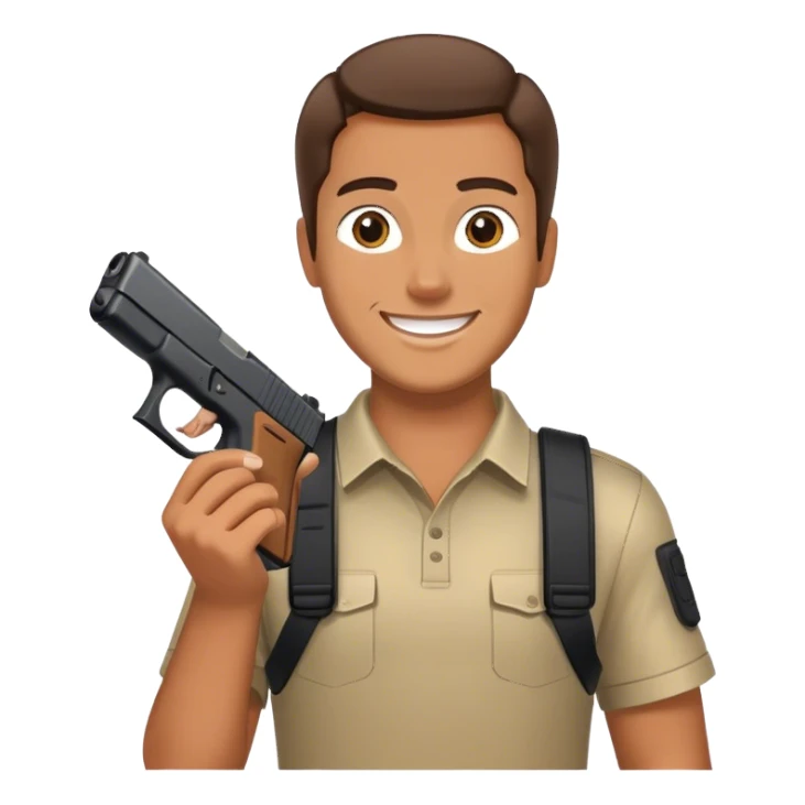 Smiley fave holding a Glock sticker