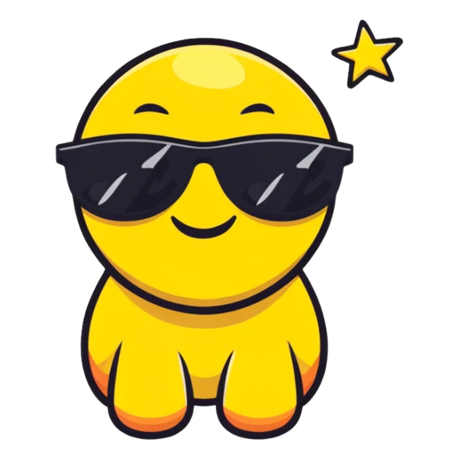 smiling face with star-shaped sunglasses sticker
