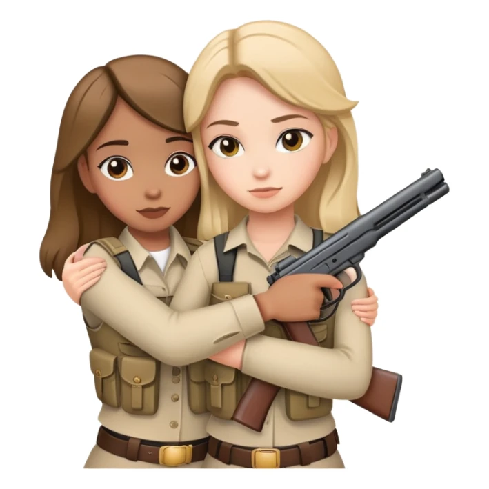 two hugging girls both carrying firearms sticker