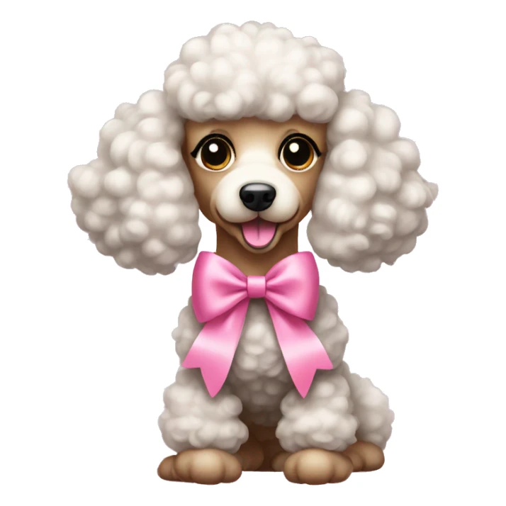 A poodle wearing a pink bow sticker