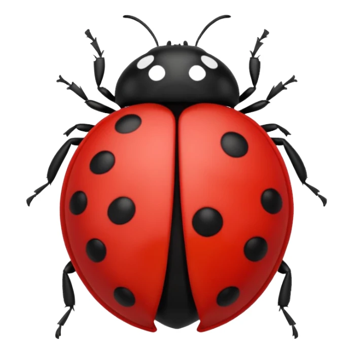 round simple ladybug emoji, no legs sticker