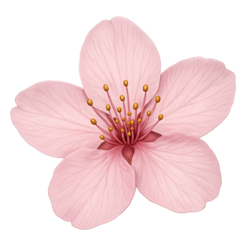 single pink cherry blossom flower, no background sticker