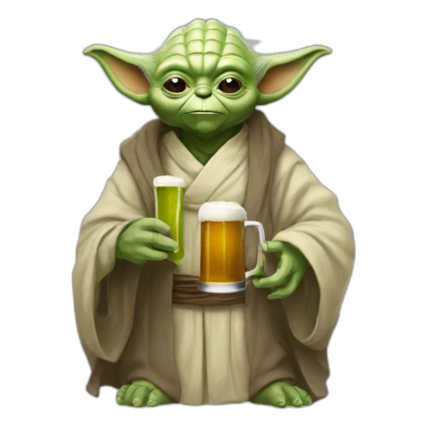 Yoda avec une bierre sticker