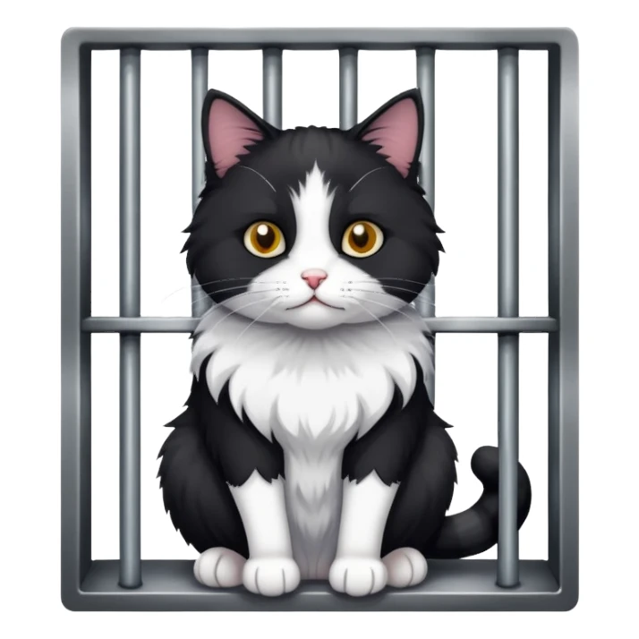 Black and white cat in jail sticker