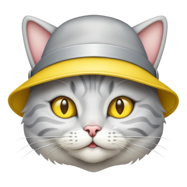 Silver shaded cat with yellow hat sticker