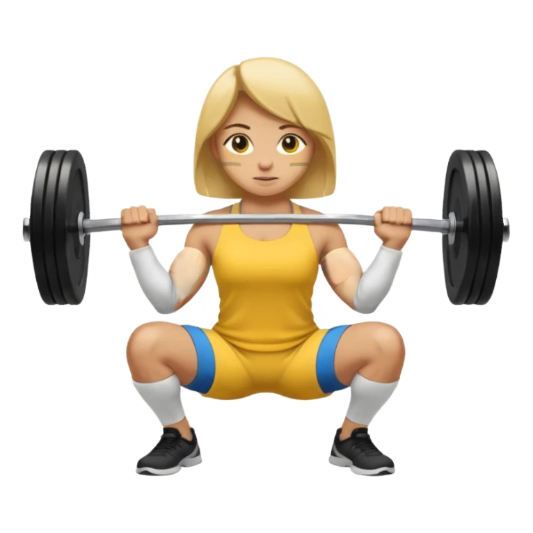 squat with barbell - yellow emoji sticker