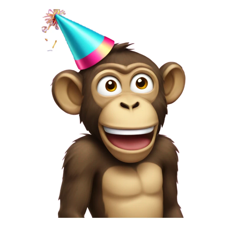Party monkey with a party hat and a party popper sticker