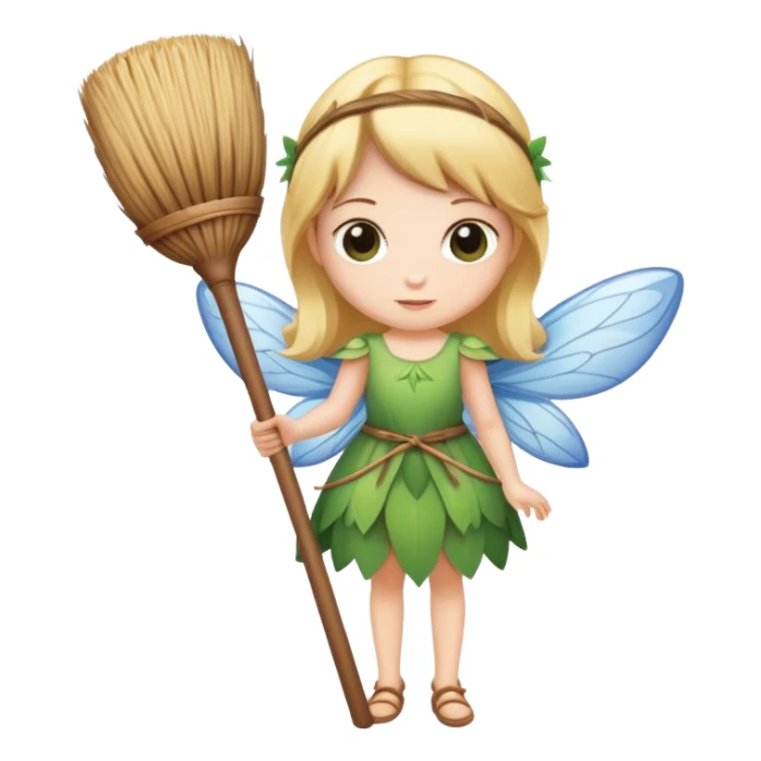 Fairy holding broom stick sticker