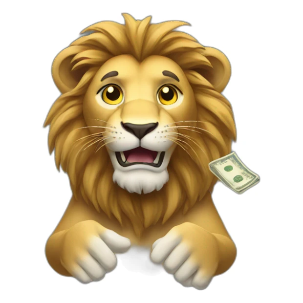 Lion handing out money sticker