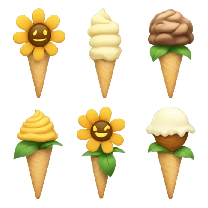 A flower with ice cream  sticker
