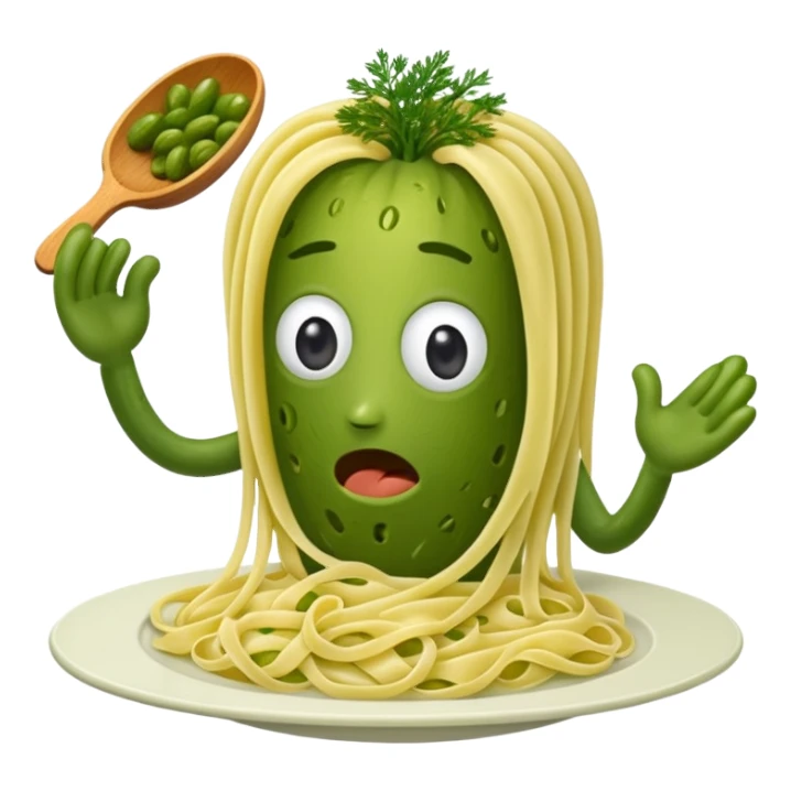 Shriveled pickle eating pasta sticker