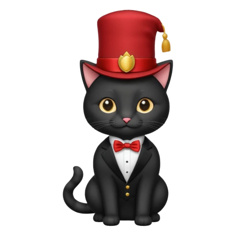 black suited cat with fes hat sticker