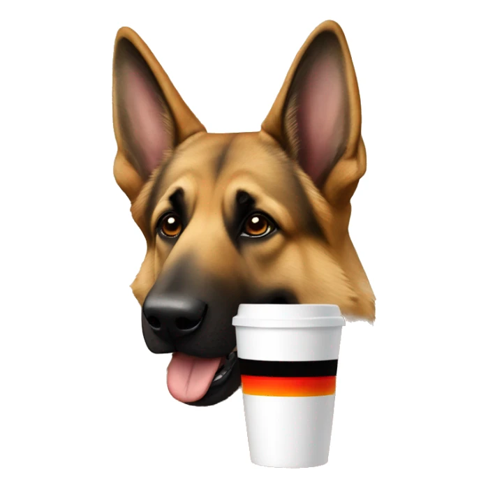 German Shepherd  drinks coffee sticker