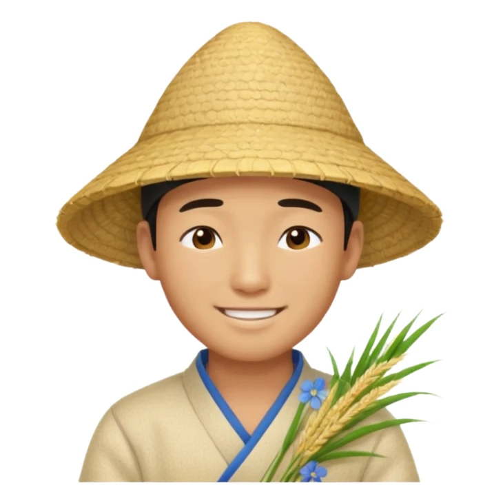 Asian guy with a rice hat, eyes closed sticker