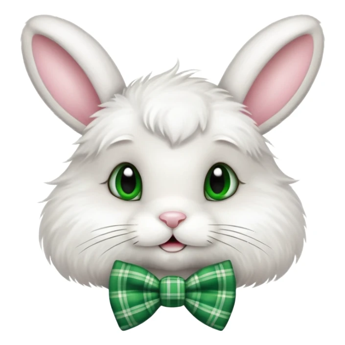 cute Easter bunny with a green plaid bow tie sticker