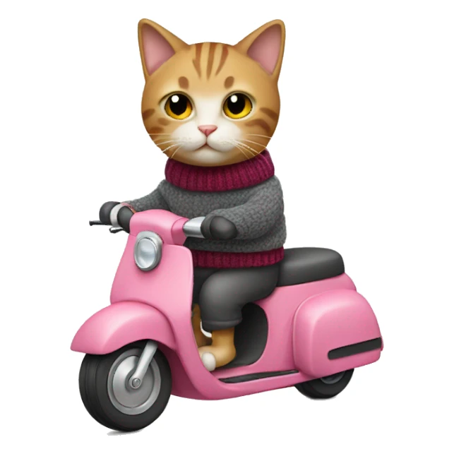 Cat with a sweater on a scooter sticker