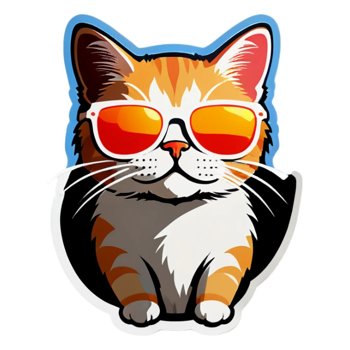 Cat with sunglasses sticker