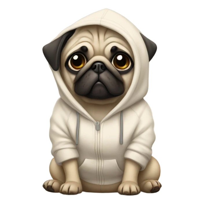 Pug wearing a hoodie  sticker