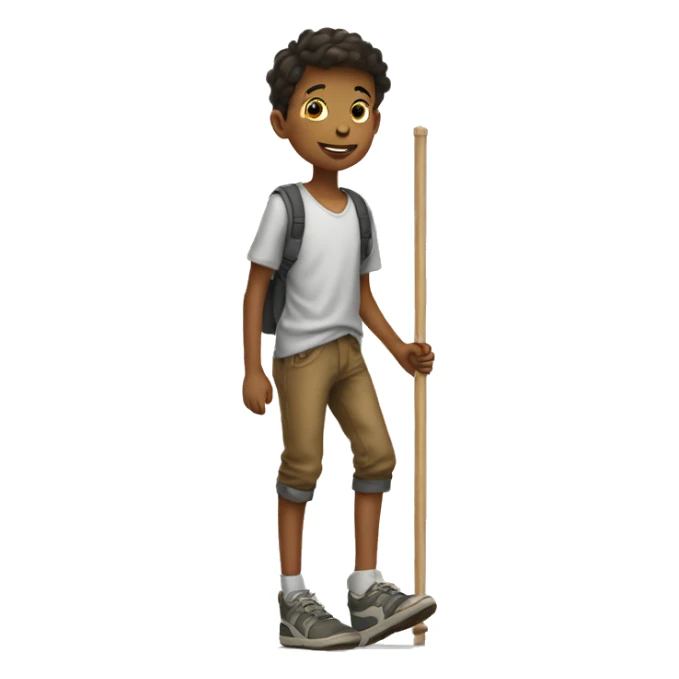 boy walking on stilts  sticker