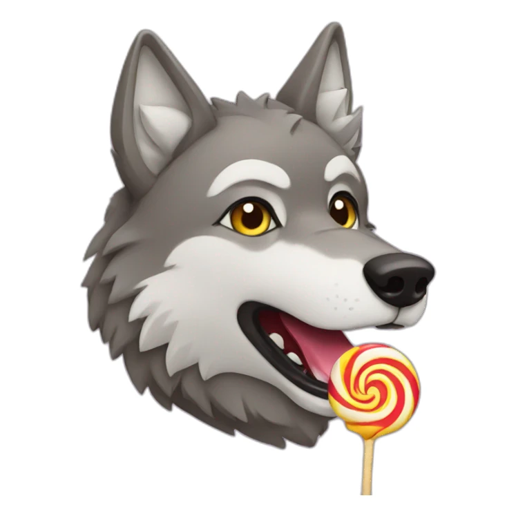 Wolf eating a lollipop sticker